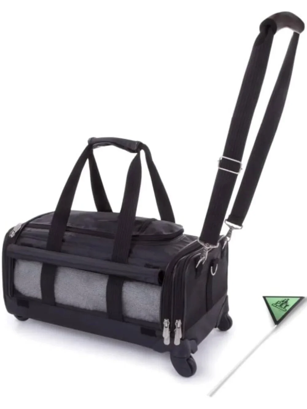 Sherpa on Wheels Indoor Pet Dog Carrier, Black Large for All Breed Sizes